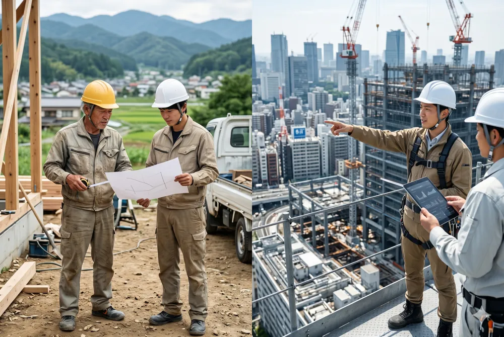 地方建設会社と大手ゼネコンの違いとは？働き方・年収・将来性を比較