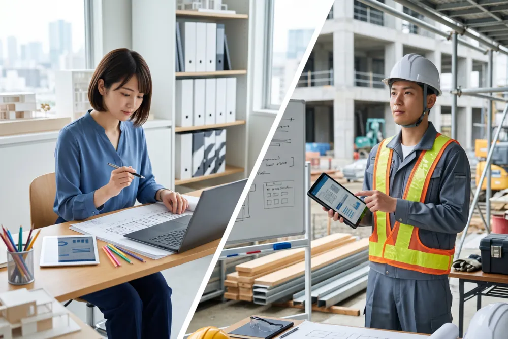 建築設計と施工管理どっちが向いている？仕事内容・年収・適性を徹底比較